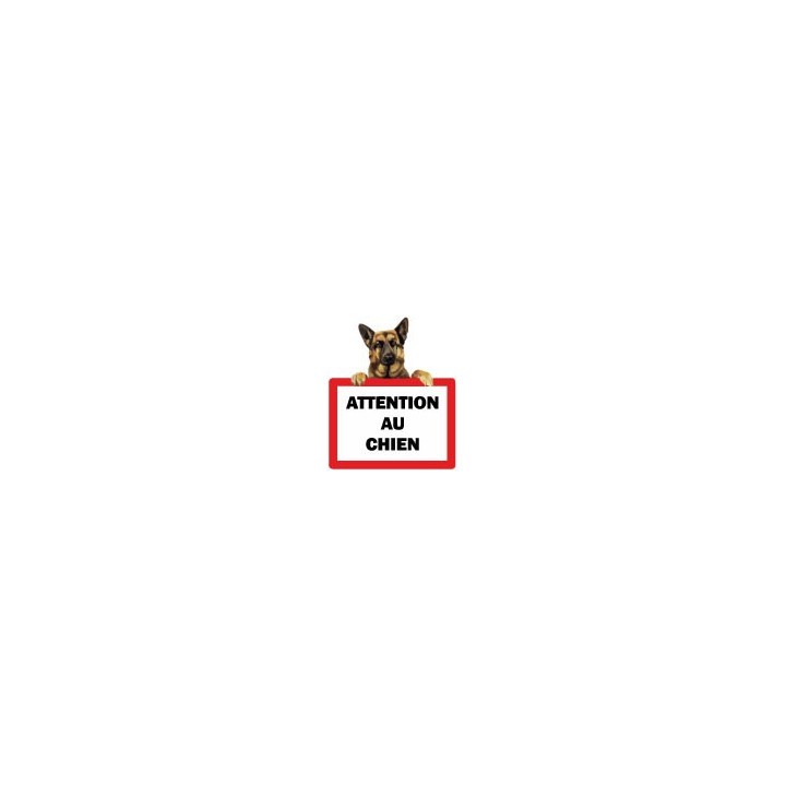 autocollant logo 4 attention au chien berger sticker adhesif