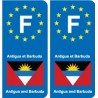 F Europe Antigua-et-Barbuda Antigua and Barbuda autocollant plaque