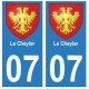 07 Le Cheylard ville autocollant plaque