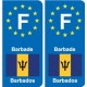 F Europe Barbade Barbados autocollant plaque