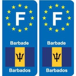 F Europe Barbade Barbados autocollant plaque