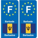 F Europe Barbade Barbados autocollant plaque