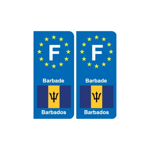 F Europe Barbade Barbados autocollant plaque