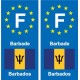 F Europe Barbade Barbados autocollant plaque