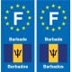 F Europe Barbade Barbados autocollant plaque