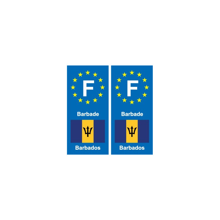 F Europe Barbade Barbados autocollant plaque