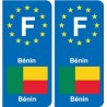 F Europe Bénin Benin autocollant plaque