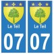 07 Le Teil ville autocollant plaque