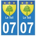 07 Le Teil ville autocollant plaque