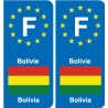 F Europe Bolivie Bolivia autocollant plaque