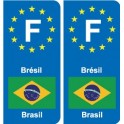 F Europe Brésil Brazil autocollant plaque
