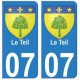 07 Le Teil ville autocollant plaque