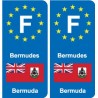 F de la Europa de las Bermudas de la etiqueta engomada de la placa