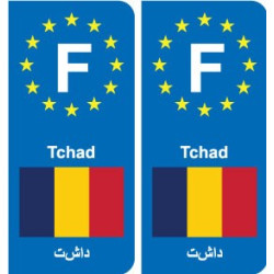 F Europe Tchad Chad autocollant plaque