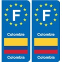 F Europe Colombie Colombia autocollant plaque