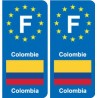 F Europe Colombie Colombia autocollant plaque