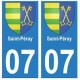 07 Saint-Péray ville autocollant plaque