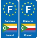 F Europe Comores  Comoros autocollant plaque