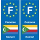F Europe Comores  Comoros autocollant plaque