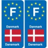 F Europe Danemark Denmark autocollant plaque