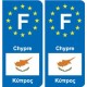 F Europe Chypre Cyprus autocollant plaque