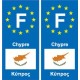 F Europe Chypre Cyprus autocollant plaque