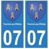 07 Tournon-sur-Rhône ville autocollant plaque