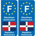 F Europe République Dominicaine autocollant plaque