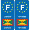 F Europe Grenade Grenada autocollant plaque