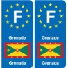 F Europe Grenade Grenada autocollant plaque