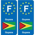 F Europe Guyane Guyana autocollant plaque