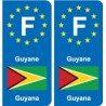 F Europe Guyane Guyana autocollant plaque