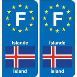 F Europe Islande Iceland autocollant plaque