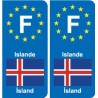 F Europe Islande Iceland autocollant plaque