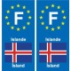 F Europe Islande Iceland autocollant plaque
