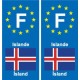 F Europe Islande Iceland autocollant plaque
