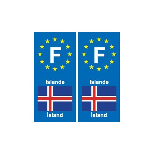 F Europe Islande Iceland autocollant plaque