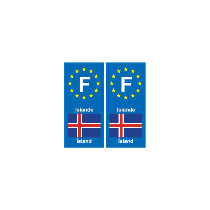 F Europe Islande Iceland autocollant plaque