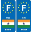 F Europe Inde India autocollant plaque
