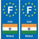 F Europe Inde India autocollant plaque