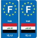 F Europe Irak Iraq autocollant plaque