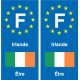 F Europe Irlande Ireland autocollant plaque