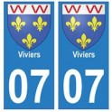 07 Viviers ville autocollant plaque