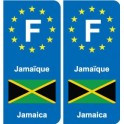 F Europe  Jamaïque Jamaica autocollant plaque