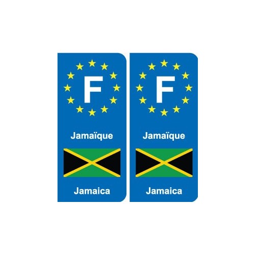 F Europe  Jamaïque Jamaica autocollant plaque
