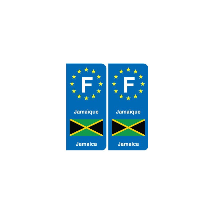 F Europe  Jamaïque Jamaica autocollant plaque