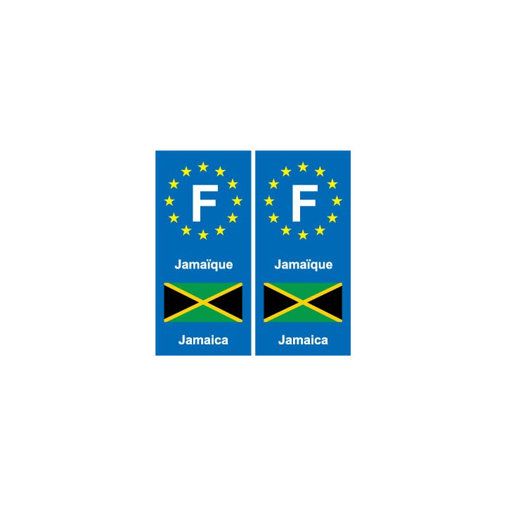 F Europe  Jamaïque Jamaica autocollant plaque