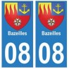 08 Bazeilles autocollant plaque ville département