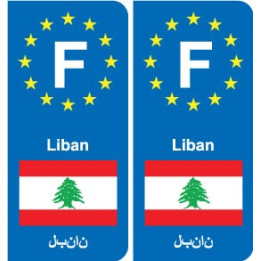 F Europe Liban Lebanon autocollant plaque