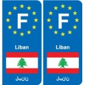 F Europe Liban Lebanon autocollant plaque